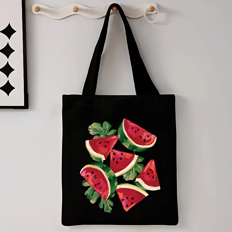 Tote Bag Canvas Print - Modische Einkaufstasche aus Canvas mit Wassermelonen-Aufdruck,