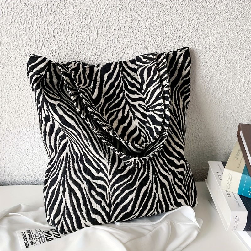 Tote Bag Canvas Print - 1 Stück Einkaufstasche mit Zebramuster, große