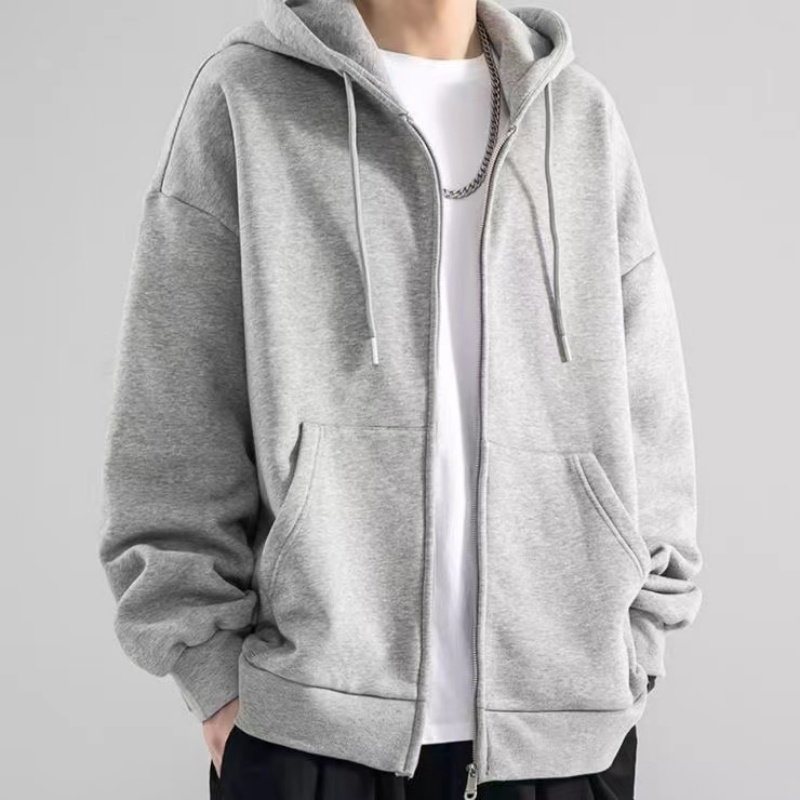 Street Fashion Zip Up Hoodie - Mode Lässig Schwarz Grau Blau Zipper