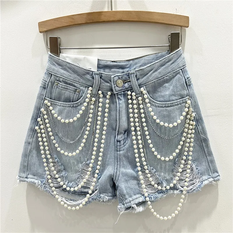 Distressed Jean Rip - Zerrissene Löcher Distressed Jean Denim Shorts