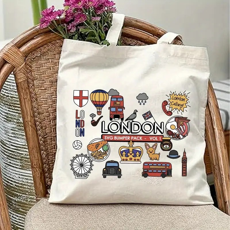Tote Bag Canvas Print - London UK Grafik-Tragetasche aus Segeltuch für