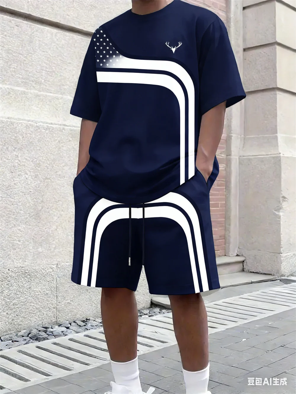 Street Fashion Clothing - Modisches Sommer-Herren-Set mit Streifenmuster, Komfortables Atmungsaktives