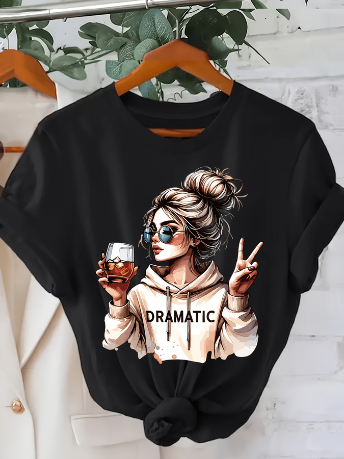 Street Fashion Trend 2025 - DRAMATIC 1-teiliges Damen-T-Shirt mit modischem Aufdruck,
