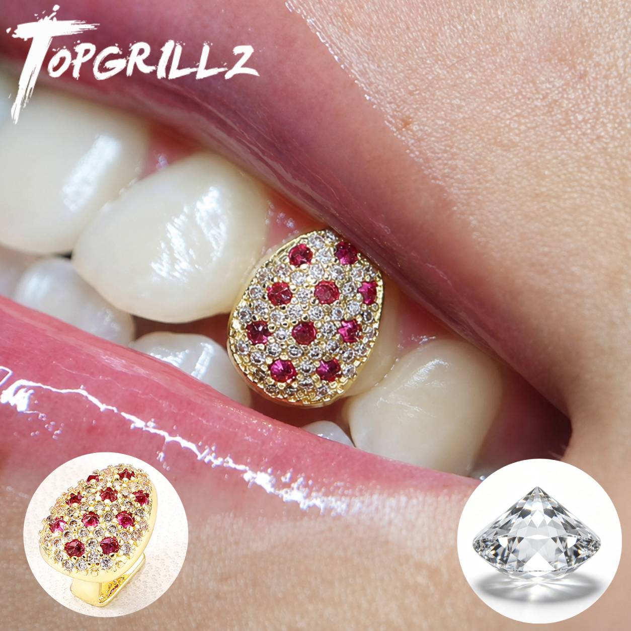 Street Fashion Jewelry - TOPGRILLZ Gemischte Rosa & Klare CZ