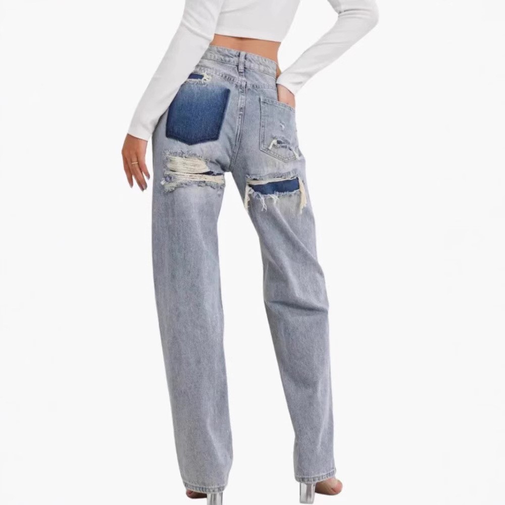 Damen-Jeans mit mittelhohem Bu – Distressed Jean Rip Bewertung und Preis