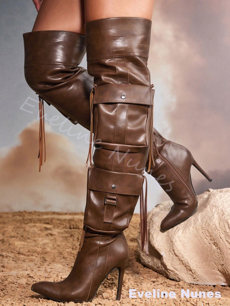 Braune Overknee-Stiefel mit Qu – Street Fashion Rome 2026 Bewertung und Preis