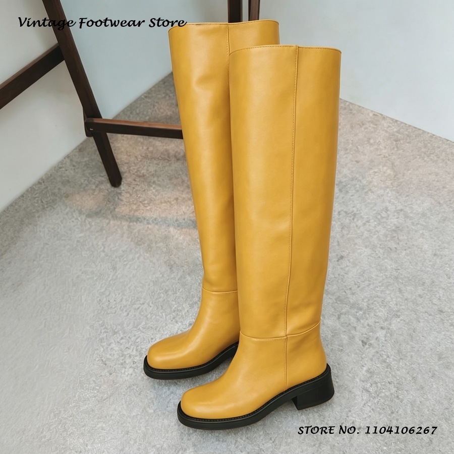 Gelbe PU-Leder-Kniestiefel, sc – Street Fashion Rome Bewertung und Preis