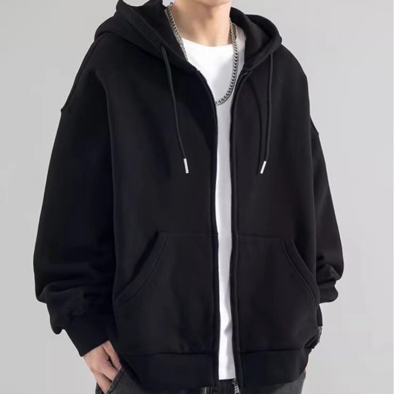 Mode Lässig Schwarz Grau Blau  – Street Fashion Zip Up Hoodie Bewertung und Preis