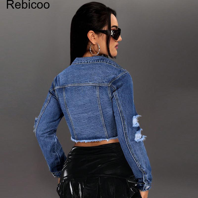 Damen Cropped Denim Jacke Lang – Distressed Jean Rip Bewertung und Preis