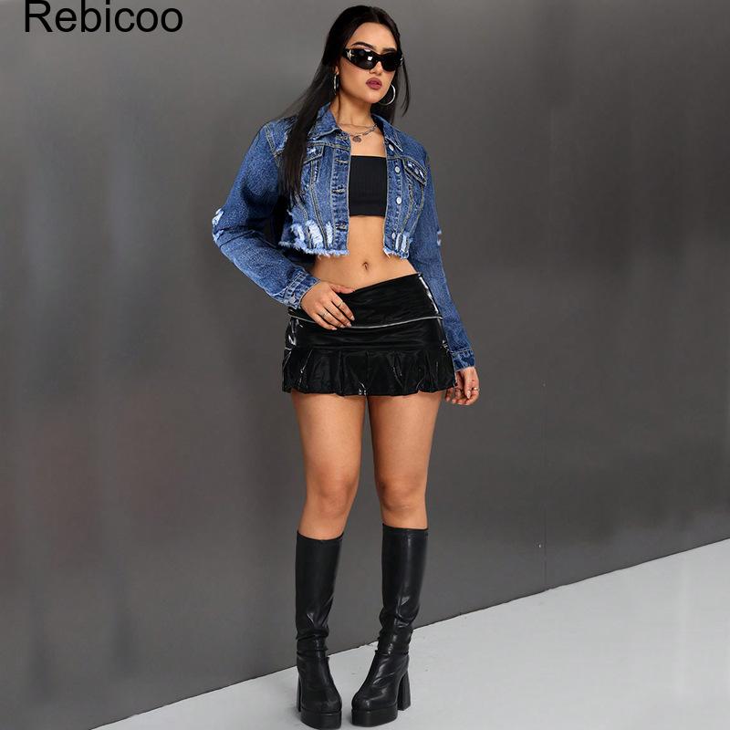 Damen Cropped Denim Jacke Lang – Distressed Jean Rip Bewertung und Preis