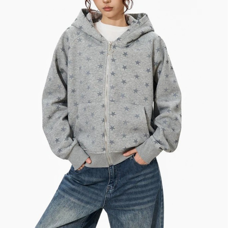 Amerikanischer Stil Mode Stern – Street Fashion Zip Up Hoodie Bewertung und Preis