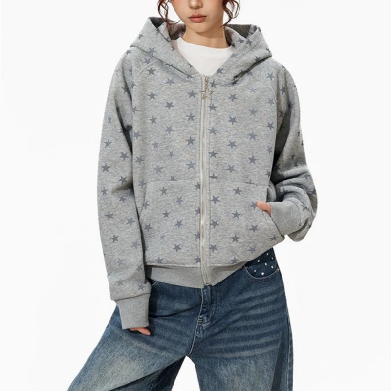 Amerikanischer Stil Mode Stern – Street Fashion Zip Up Hoodie Bewertung und Preis
