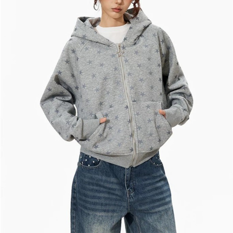 Amerikanischer Stil Mode Stern – Street Fashion Zip Up Hoodie Bewertung und Preis