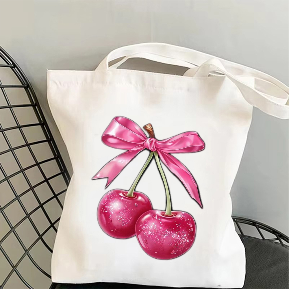 Vintage Rosa Schleife Kirsch-M – Tote Bag Canvas Print Bewertung und Preis